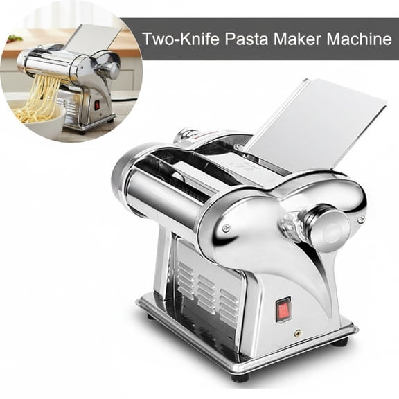 Eurhowing Electric Pasta Maker Machine, Automatic Noodle Maker with 2 Cutter, Stainless Steel Pasta Machine for Home Made Spaghetti, Fettuccine, Lasagna, Dumpling Wrappers