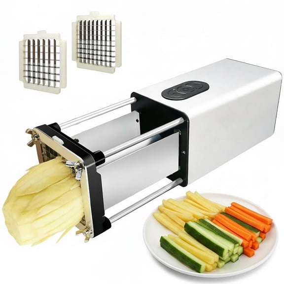 Eurhowing Electric Potato Cutter, Heavy Duty French Fry Cutter with Stainless Steel Blades, Veggie Chopper for Potatoes, Cucumbers and Carrots, White