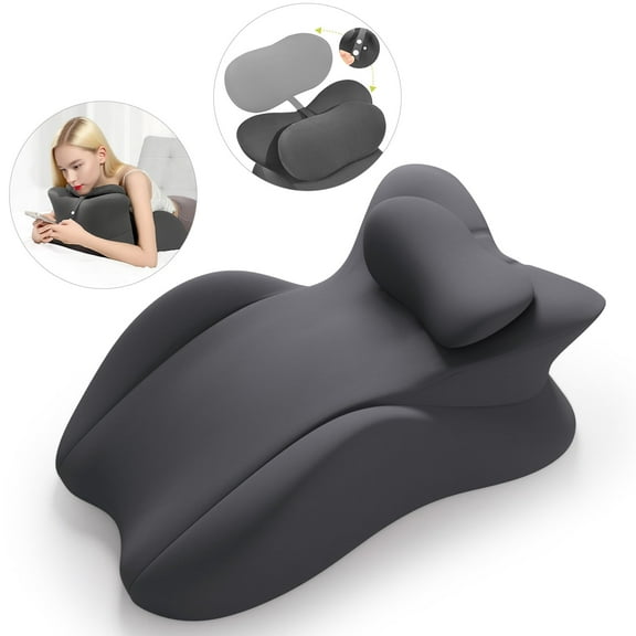 Eurhowing Ergonomic Memory Foam Wedge Pillow for Adults, Back Neck Shoulder Pain Relief, Adjustable Headboard Support for Sleeping, Reading, Reclining Bed Pillow, Dark Gray