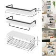 thumbnail image 1 of Eurhowing Floating Shelves Set of 3, Wood Wall Shelves with Metal Frame and Towel Bar, Space Saving Wood Shelves for Home, White, 1 of 7