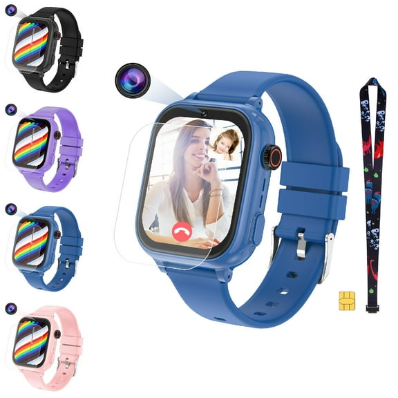 Eurhowing GPS SmartWatch, 4G Kids Phone Watch with SIM Card, Real-Time Location, SOS, 2 Way Video Call, Voice Chat, HD Touch Screen Camera, Gifts for Boys Girls Age 3-12 (Blue)