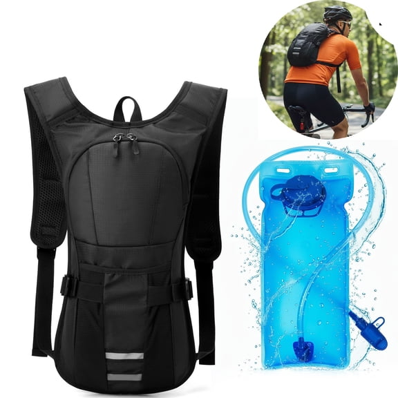 Eurhowing Hydration Backpack with 2L Water Bladder, Large Capacity Hiking Water Backpack, Insulated Hydration Pack for Cycling Camping Running, Black