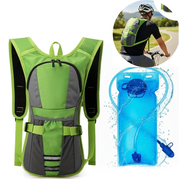 Eurhowing Hydration Backpack with 2L Water Bladder, Large Capacity Hiking Water Backpack, Insulated Hydration Pack for Cycling Camping Running, Green