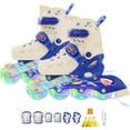 thumbnail image 1 of Eurhowing Kids Roller Skates with Light-Up Wheels Ages 4-12, Inline Skates for Boys & Girls, Light Up Skates Outdoor Play with Safety Gear Set, L, White, 1 of 6