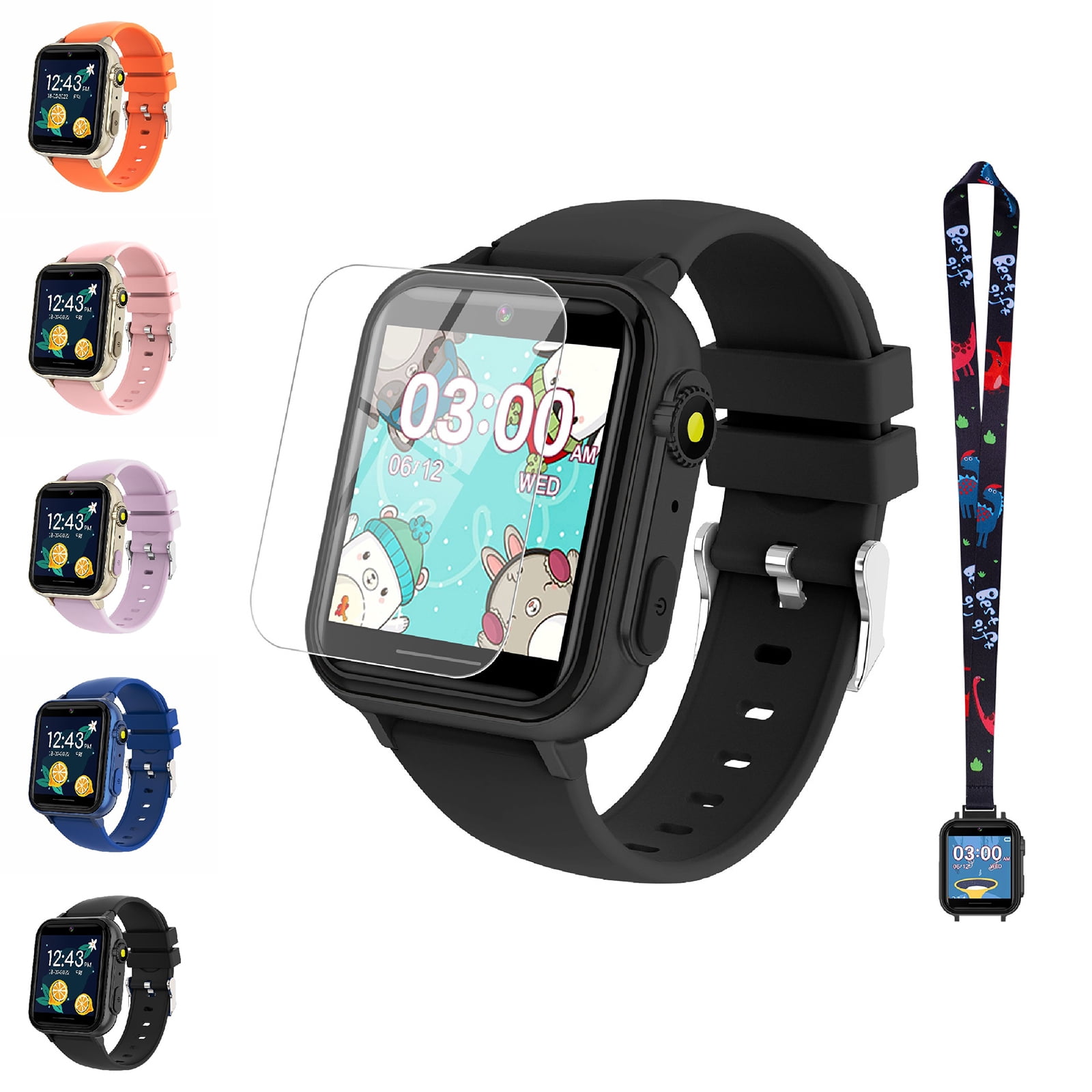 Eurhowing Kids Smart Watch Age 3-12, 31 Games, Learning Cards, HD Touch Screen, Camera, Music, Audiobook, Pedometer, Fun & Educational Birthday Gift Idea, Black