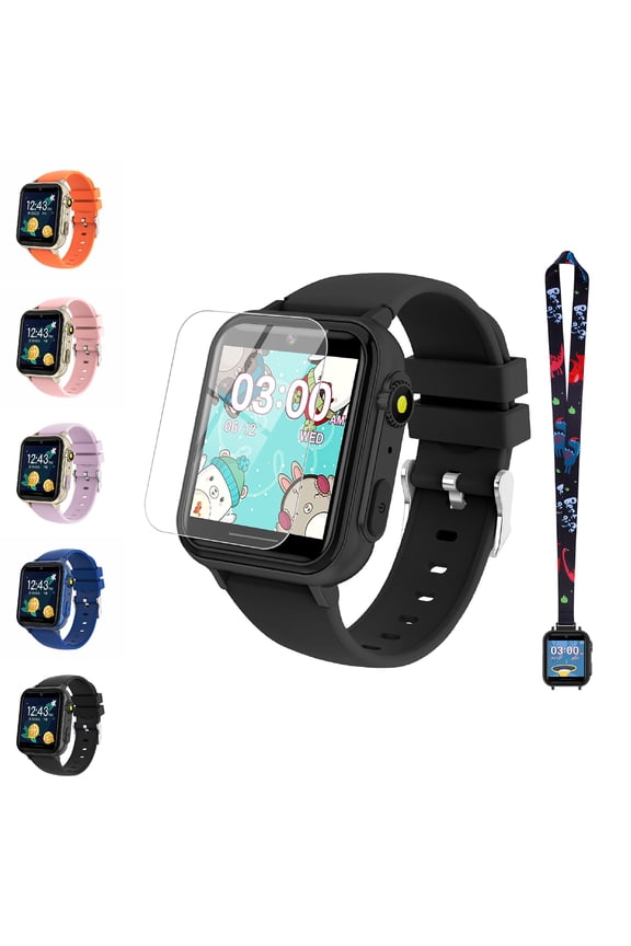 Kids Smart Watch Age 3-12, 31 Games, Learning Cards, HD Touch Screen, Camera, Music, Audiobook, Pedometer, Fun & Educational Birthday Gift Idea, Black