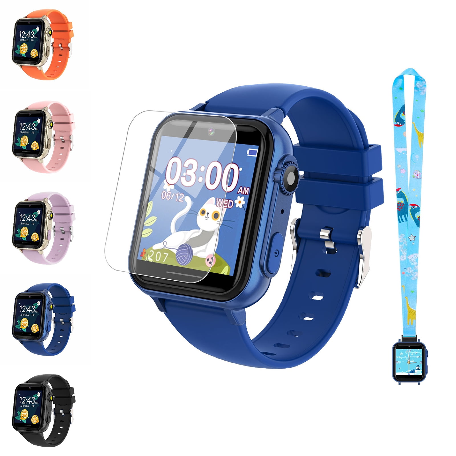 Eurhowing Kids Smart Watch Age 3-12, 31 Games, Learning Cards, HD Touch Screen, Camera, Music, Audiobook, Pedometer, Fun & Educational Birthday Gift Idea, Blue