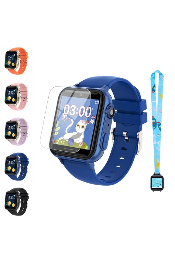 Kids Smart Watch Age 3-12, 31 Games, Learning Cards, HD Touch Screen, Camera, Music, Audiobook, Pedometer, Fun & Educational Birthday Gift Idea, Blue