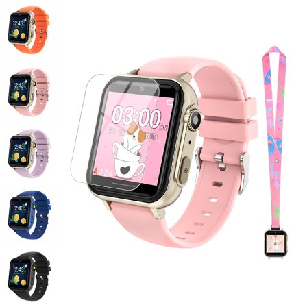 Eurhowing Kids Smart Watch Age 3-12, 31 Games, Learning Cards, HD Touch Screen, Camera, Music, Audiobook, Pedometer, Fun & Educational Birthday Gift Idea, Pink