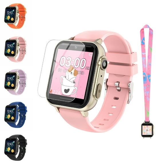 Eurhowing Kids Smart Watch Age 3-12, 31 Games, Learning Cards, HD Touch Screen, Camera, Music, Audiobook, Pedometer, Fun & Educational Birthday Gift Idea, Pink