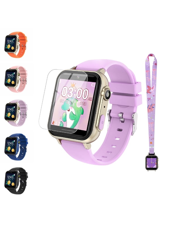 Kids Smart Watch Age 3-12, 31 Games, Learning Cards, HD Touch Screen, Camera, Music, Audiobook, Pedometer, Fun & Educational Birthday Gift Idea, Purple