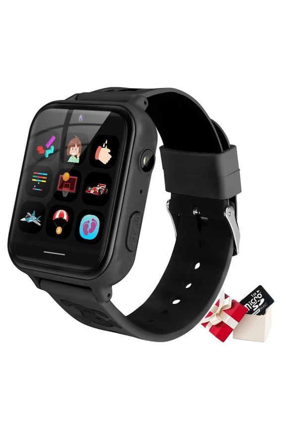 Kids Smart Watch for Boys Girls 4-12, Smartwatch with Two-Way Call, SOS, 10 Puzzle Games, Music Player, Camera, Christmas Birthday Gifts for Children (Black)