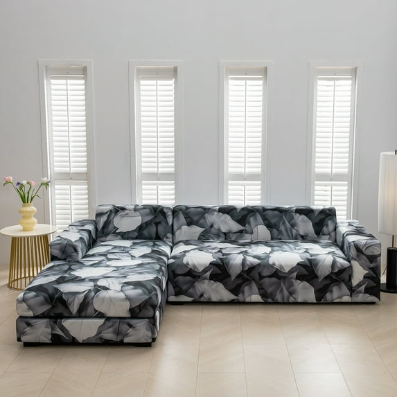 Eurhowing L-Shape Sofa Slipcover, 2-Piece Stretchable Sectional Couch Cover, Elastic Non-Slip Furniture Protector for Pets & Kids, 3+3 Seater