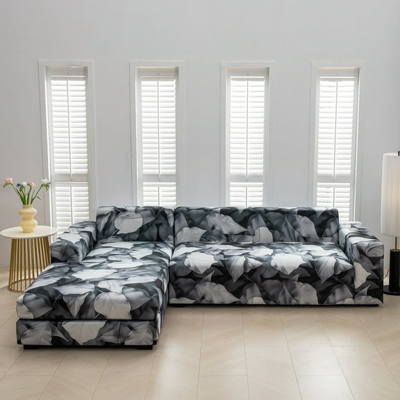 Eurhowing L-Shape Sofa Slipcover, 2-Piece Stretchable Sectional Couch Cover, Elastic Non-Slip Furniture Protector for Pets & Kids, 3+3 Seater