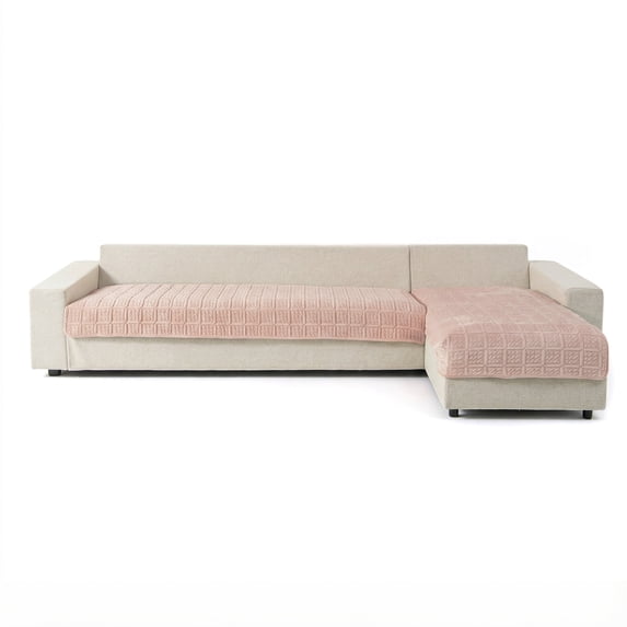 Eurhowing L Shaped Couch Cover 2Pcs, Non-Slip Velvet Sofa Slipcover for Pets & Kids, Sectional Sofa Furniture Protector for Living Room, L, Beige