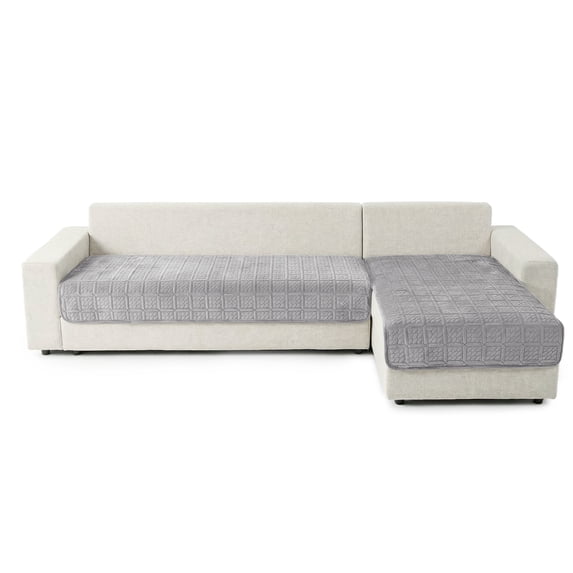 Eurhowing L Shaped Couch Cover 2Pcs, Non-Slip Velvet Sofa Slipcover for Pets & Kids, Sectional Sofa Furniture Protector for Living Room, S, Gray