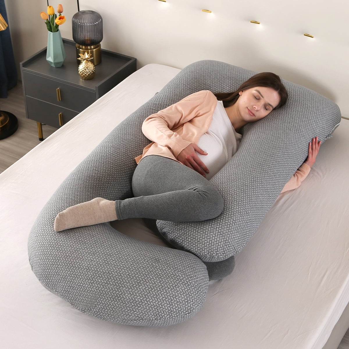 Eurhowing Large Body Pillow, Breathable Full Body Pillow for Side Sleeper, Soft Long Bed Pillow with Removable Cover for Adults, 27×57", Dark Gray