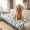 thumbnail image 1 of Eurhowing Suede Couch Cover for Dogs&Cats, Non-Slip Slipcover for 2 Cushion Sofa, Washable Fuzzy Plush Pet Mat Furniture Protector, Blue, 28"×59", 1 of 6