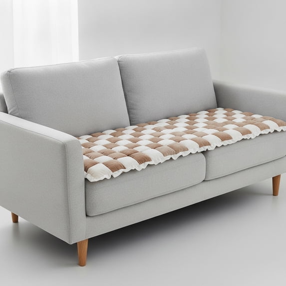 Eurhowing Non-Slip Couch Cover for 3 Cushion Sofa, Plush Slipcover Dog Mat, Fuzzy Soft Pet Friendly Furniture Protector, Coffee, 28"×71"