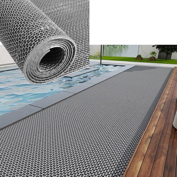 Eurhowing Drainage Mat 3 x 10ft, Non-Slip PVC Floor Mat for Wet Areas, Heavy Duty Pool Deck Mat for Commercial & Home Use