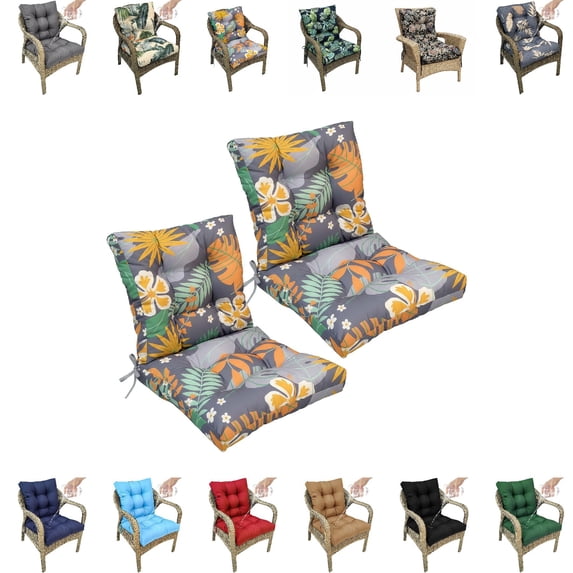 Eurhowing Waterproof Patio Rocking Chair Cushions 1-Piece, 3" Thick Outdoor Chair Cushion with Ties, Non-Slip Seat Pad for Garden Lawn Furniture, 2Pack, Floral