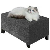 Eurhowing Ottoman Cover, Rectangular Storage Ottoman Slipcovers, Stretchable Jacquard Footrest Stool Furniture Protector, Dark Gray, L