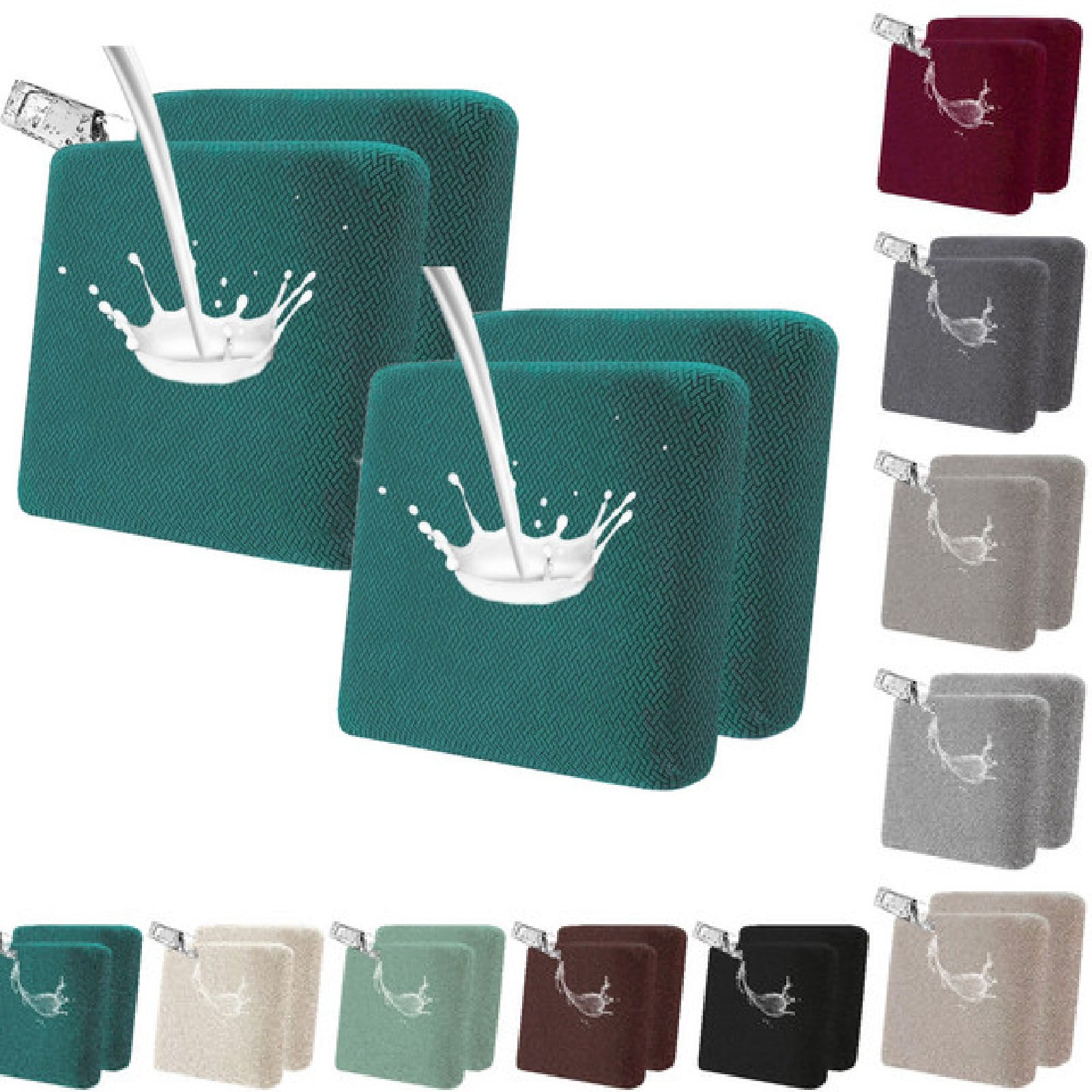 Eurhowing Outdoor Chair Cushion Covers 4Pcs, Waterproof Stretch Seat Cushions Slipcovers, Chair Seat Furniture Protector for Patio, Dark Green