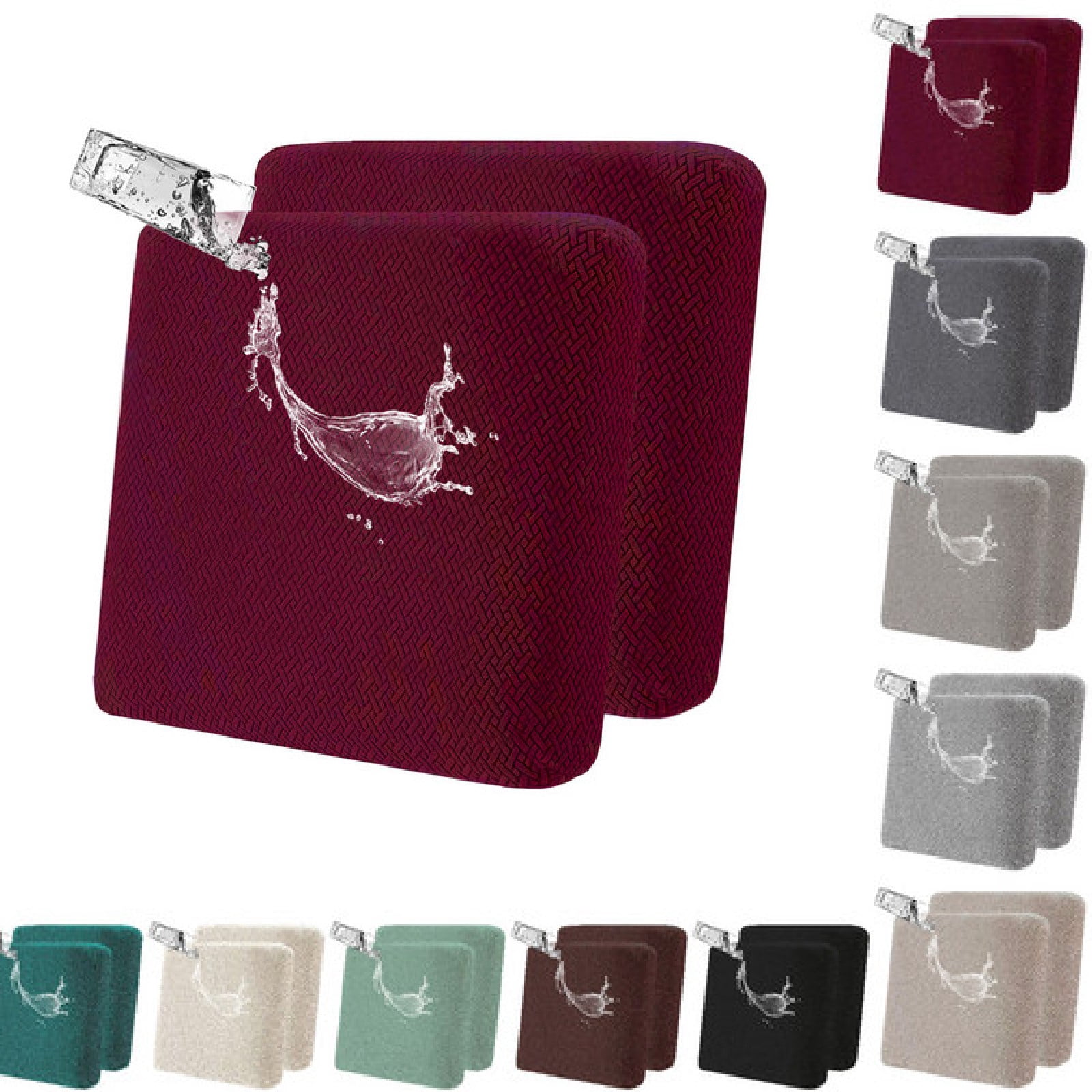 Eurhowing Outdoor Chair Cushion Covers 2Pcs, Waterproof Stretch Seat Cushions Slipcovers, Chair Seat Furniture Protector for Patio, Burgundy