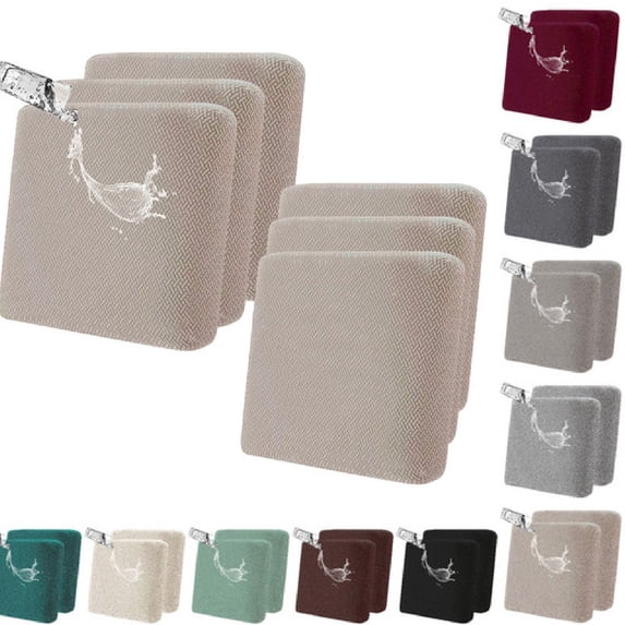 Eurhowing Outdoor Chair Cushion Covers 6Pcs, Waterproof Stretch Seat Cushions Slipcovers, Chair Seat Furniture Protector for Patio, Khaki