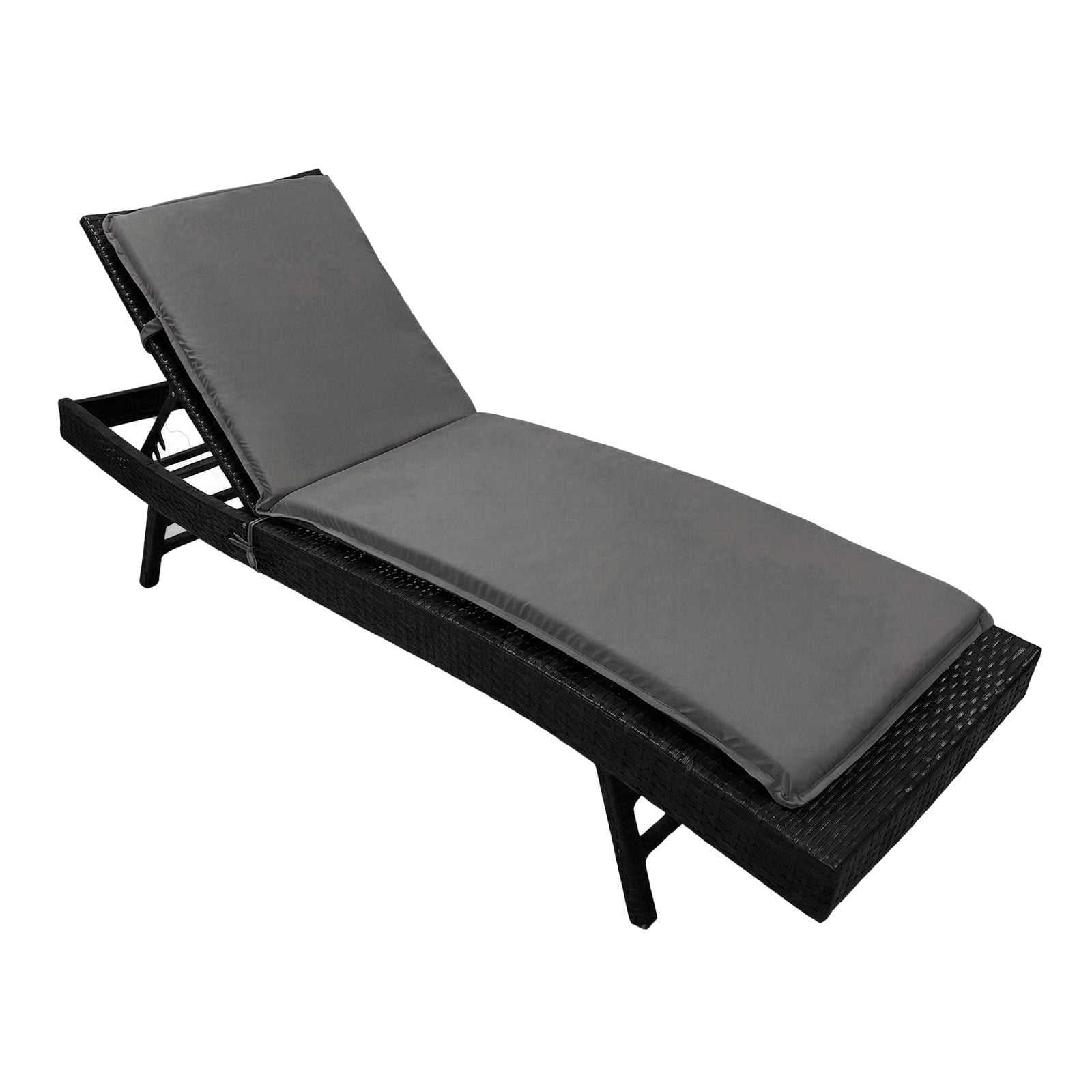 Eurhowing Outdoor Chaise Lounge Cushion 76"×23"×3", Waterproof Thick Patio Furniture Cushions with Straps, High-Density Foam Chair Pads for Poolside & Deck, 1 Pack, Dark Gray