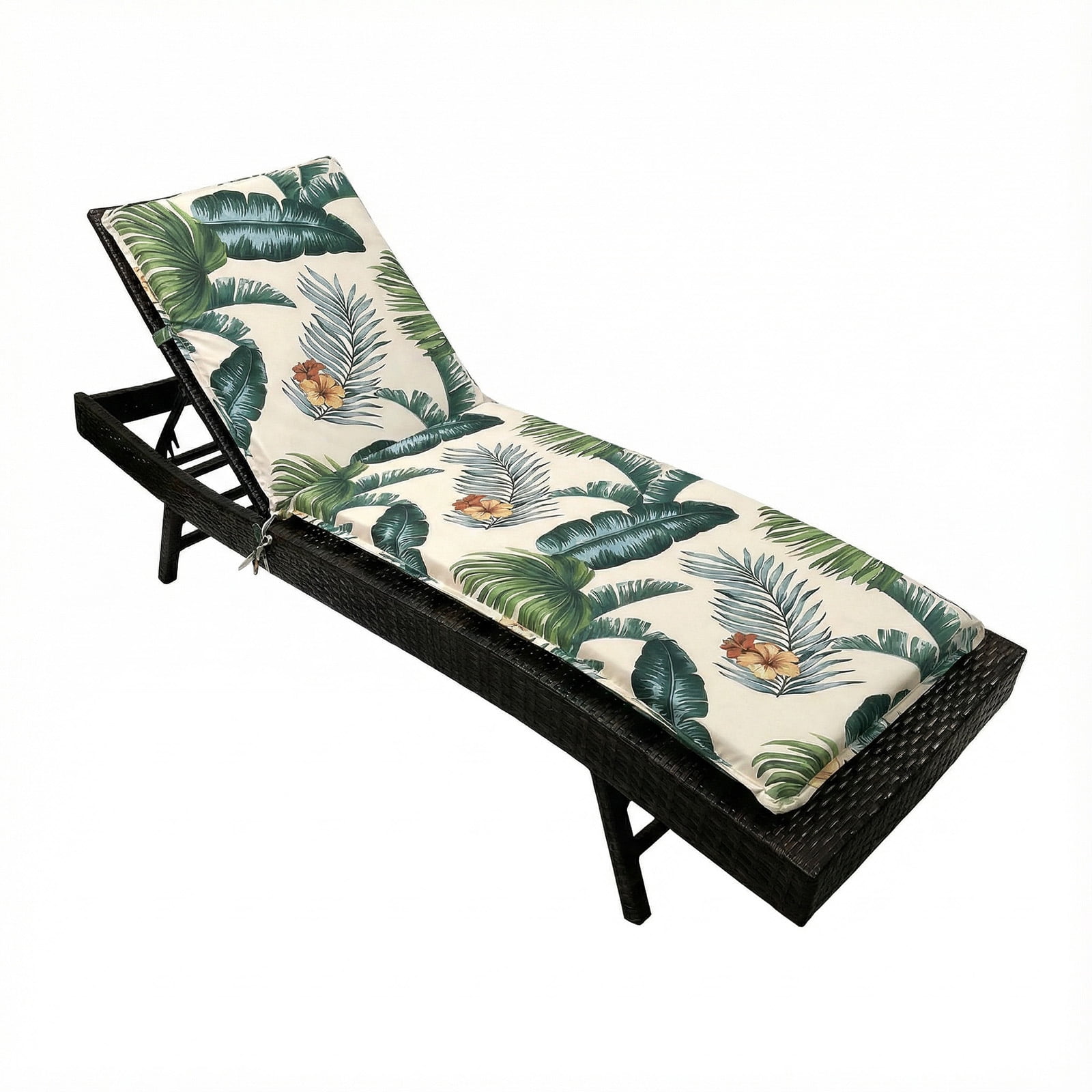 Eurhowing Outdoor Chaise Lounge Cushion 76"×23"×3", Waterproof Thick Patio Furniture Cushions with Straps, High-Density Foam Chair Pads for Poolside & Deck, 1 Pack, Hawaiian