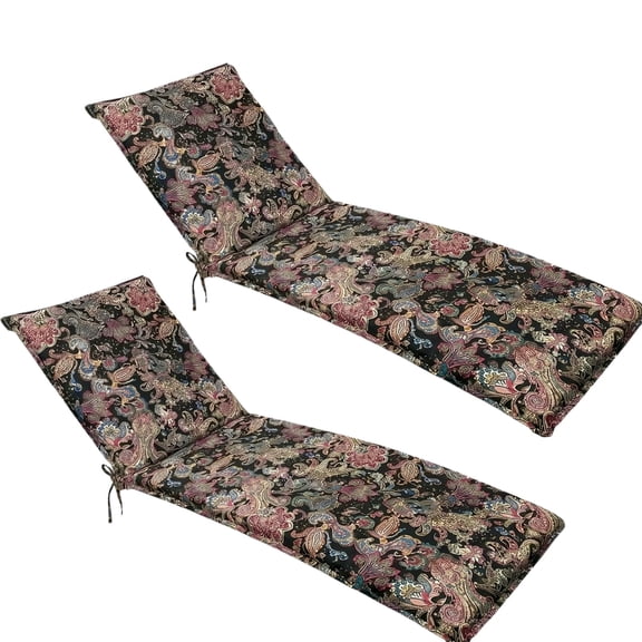 Eurhowing Outdoor Chaise Lounge Cushion 76"×23"×3", Waterproof Thick Patio Furniture Cushions with Cover, High-Density Foam Chair Pads for Poolside & Deck, 2 Pack, Ethnic