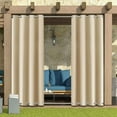 thumbnail image 1 of Eurhowing Outdoor Curtains for Patio Waterproof, 2 Panels Blackout Privacy Curtains with Grommet, 52"x108" Outside Curtains for Gazebo, Porch, Backyard, Beige, 1 of 9