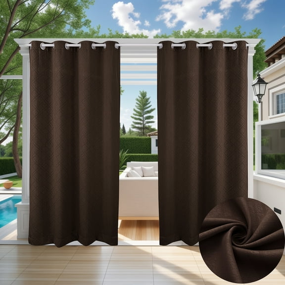 Eurhowing Outdoor Curtains for Patio Waterproof, Privacy & UV Protection Curtains with Grommet, Outside Curtains for Porch, Gazebo, Backyard, 1 Panel, 52x84 inch, Dark Coffee