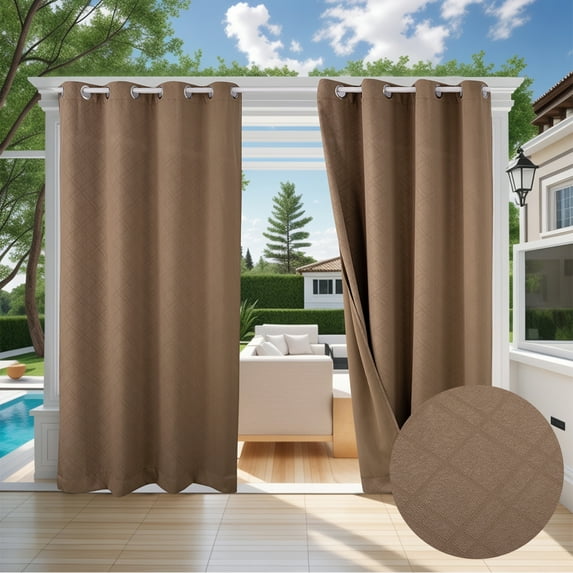 Eurhowing Outdoor Curtains for Patio Waterproof, Privacy & UV Protection Curtains with Grommet, Outside Curtains for Porch, Gazebo, Backyard, 1 Panel, 52x84 inch, Khaki