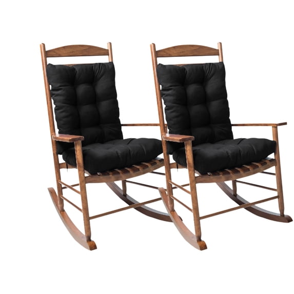 Eurhowing Outdoor Rocking Chair Cushions 2-Piece, Waterproof & Fade Resistant Patio Seat Pads, Non-Slip Replacement Cushions for Adirondack Chair, Black, 2Pack
