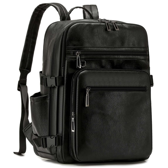 Eurhowing PU Leather Backpack for Men Women, 24L Waterproof Laptop Backpack, Business Travel Bag, Black