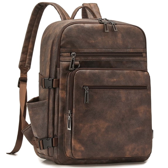 Eurhowing PU Leather Backpack for Men Women, 24L Waterproof Laptop Backpack, Business Travel Bag, Coffee
