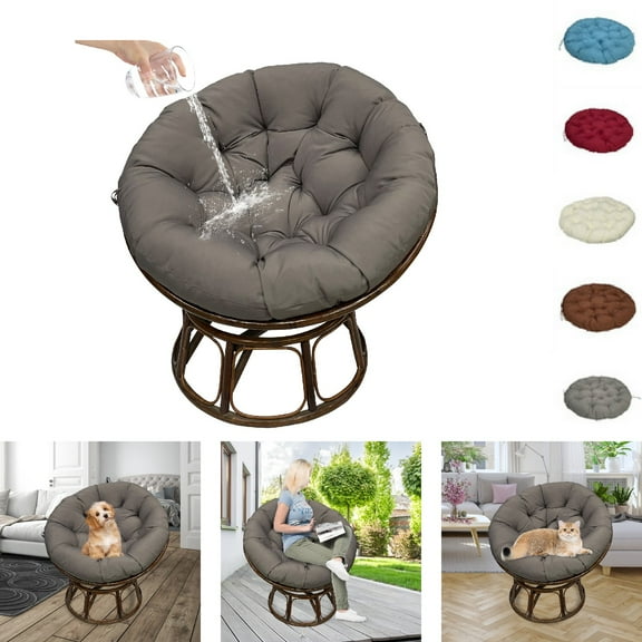 Eurhowing Papasan Round Chair Cushion, 47in Waterproof Thickened Soft Seat Cushion, Outdoor Indoor Hanging Swing Cushion for Garden Patio, Dark Gray