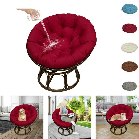 Eurhowing 48-inch Round Papasan Chair Cushion, 5" Thick Waterproof & UV-Resistant Cotton Seat Pad, Hanging Swing Cushion for Outdoor Patio, Garden, Wine Red