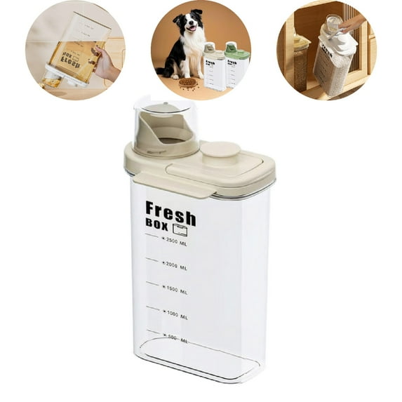 Eurhowing Pet Food Container Airtight, 1-Pack 2.8L Dog Cat Food Storage Bin with Pour Spout, BPA-Free Kitchen Pantry Organizers for Cereal, Rice, Treat