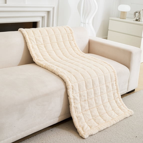 Eurhowing Pet Couch Cover for Dog, Non-Slip Sofa Slipcover Mat, Fuzzy Pet Friendly Washable Furniture Protector, Beige 28"x59"