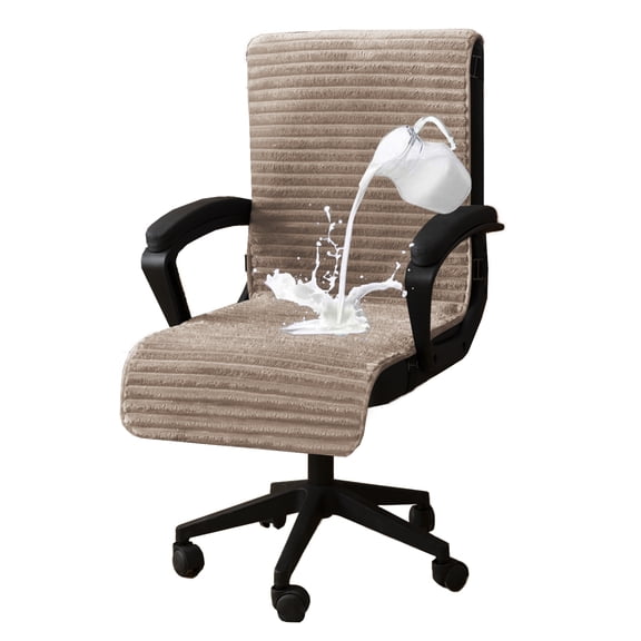Eurhowing Waterproof Office Chair Cover, Anti-Slip Desk Chair Slipcover with Buckles, Soft Seat Chair Protector Pad for Office Home (Khaki, 63"×17")