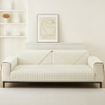 thumbnail image 1 of Eurhowing Plush Sofa Cover, Non-Slip Sofa Slipcover for Corner L Shape 1 2 3 Seater, Soft Warm Velvet Sofa Cushion Covers (Beige White, 90x210cm), 1 of 12