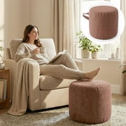 Eurhowing Pouf Ottoman Round Footrest, High-Density Sponge Filling Floor Pouffe, Foot Stool for Living Room Bedroom, Red