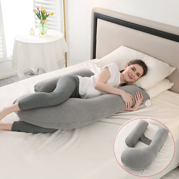 Eurhowing Large Body Pillow, Breathable Full Body Pillow for Side Sleeper, Soft Long Bed Pillow for Adults, Dark Gray