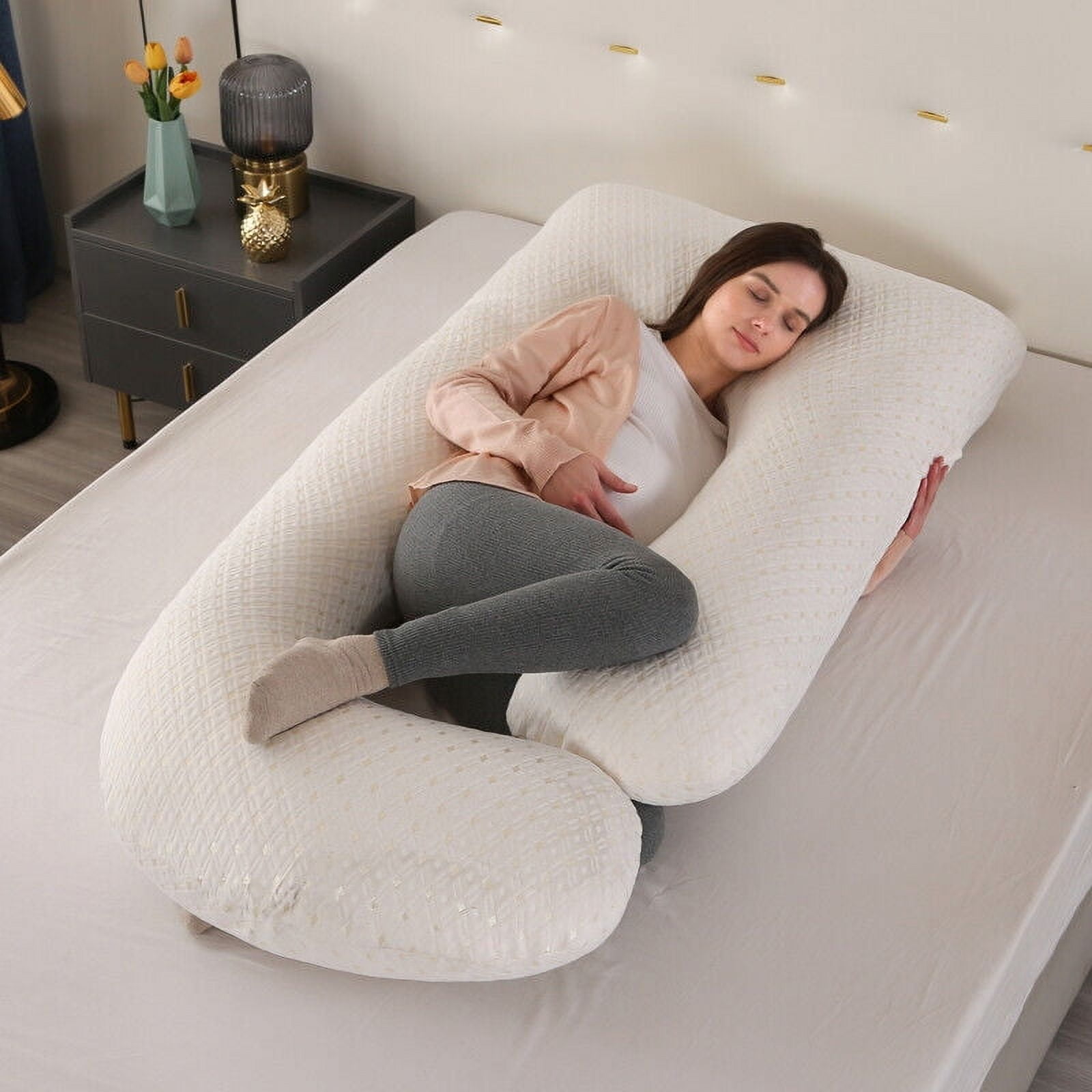 Eurhowing Large Body Pillow, Breathable Full Body Pillow for Side Sleeper, Soft Long Bed Pillow with Removable Cover for Adults, 27×57", Light Gold