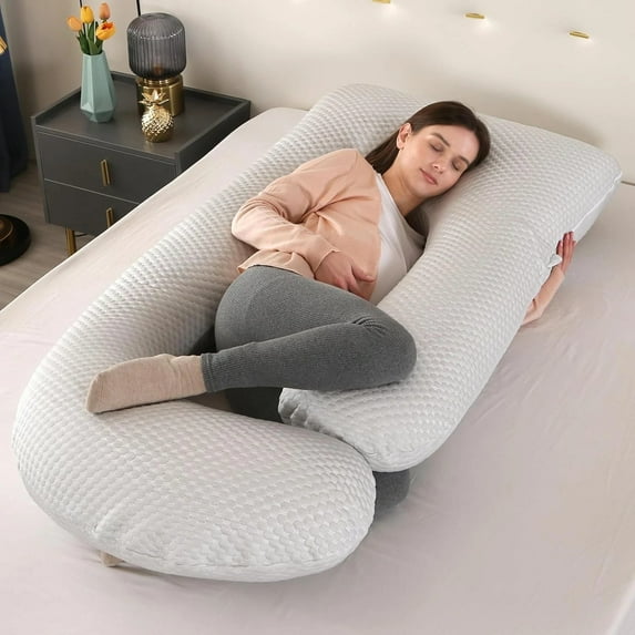 Eurhowing Large Body Pillow, Breathable Full Body Pillow for Side Sleeper, Soft Long Bed Pillow with Removable Cover for Adults, 27×57", Light Gray