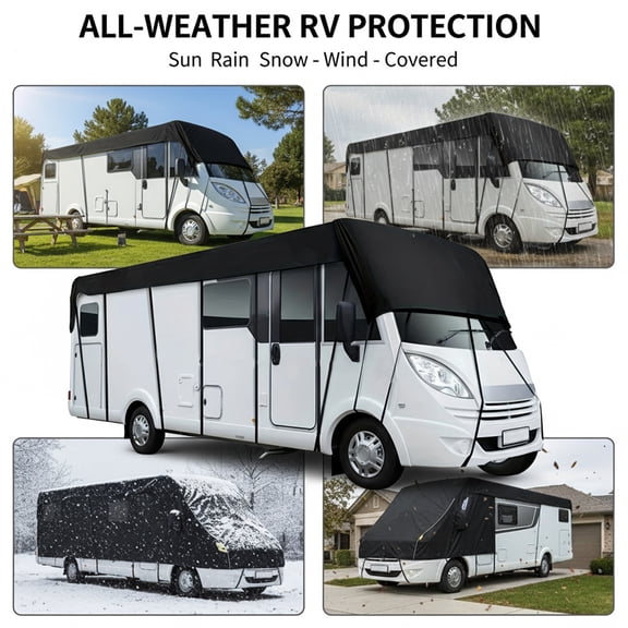 Eurhowing RV Roof Cover, 34.4×9.8Ft Heavy Duty Waterproof & UV Resistant Trailer Cover, Camper Cover for Class A/B/C Motorhomes, Trailers, Campers