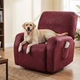 thumbnail image 1 of Eurhowing Recliner Chair Cover 4-Piece, PU Leather Waterproof Stretch Recliner Slipcover, Non-Slip Furniture Protector for Pets Kids, Burgundy, 1 of 9
